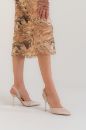 Kadın Topuklu Arkası Taşlı Ayakkabı BEJ SATEN AHM242773